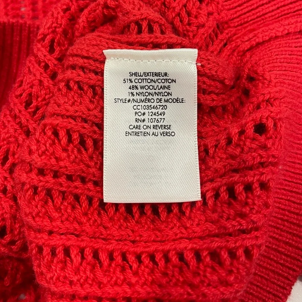 Alice + Olivia Red Windsor Deep V-Neck Slouchy Knitted Cardigan Sweater Wool XS - Picture 15 of 16